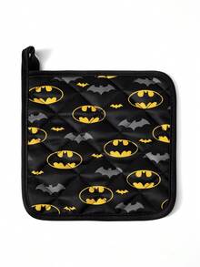 BATMAN X SHEIN 1/2 Pcs Cute Cartoon Print Kitchen Insulation Set, Insulation Mat, A Must For Kitchen Baking, Effectively Isolating Heat Sources, Single/Combination - Black - View 4