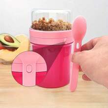 Portable Cup Set For Fruit, Grains, And Yogurt: Leakproof, Dishwasher, Suitable For Work, School, Includes Spatula And Spoon,Sauce Container, Bottom Layer, Milk Cup - Multicolor - View 6