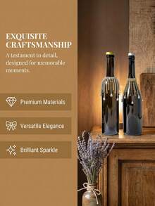 Cirelle 1Pc/4Pcs Rhinestone Tassel Wine Bottle Decor Chain, Electro‑Plated Metal Base Embedded With Sparkling Crystal Stones, Flexible Dangling Ornament, Wrap‑Around Adornment For Wine Bottles, Table Centerpiece For Holiday Gathering Setup - Multicolor - View 17