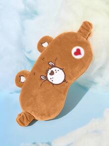 SHEIN X Care Bears 1Pc Cartoon Embroidered Blindfold, Soft Plush Material, Strong Shading Power, Suitable For Going Out For Travel, Office Lunch Break - Brown - View 4