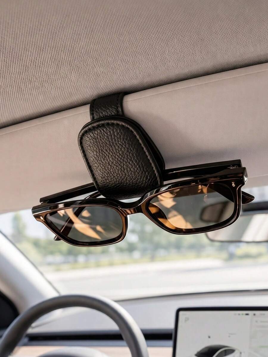 1PC Universal Car Sun Visor Glasses Clip, Fashion Glasses Holder For Car, Vehicle Eyeglasses Storage Rack, Interior Accessory Organizer For Men Women