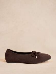 Rosivie Solid Color Lace-Up Casual Comfortable Versatile Flat Shoes, Suitable For Walking, Travel And Vacation - Brown flannel - View 2