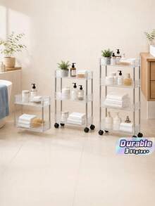 1pc Bathroom Shower Caddy, Freestanding Movable Vanity, Bathroom Rolling Cart, Gap Storage Rack For The Toilet. - Multicolor - View 1