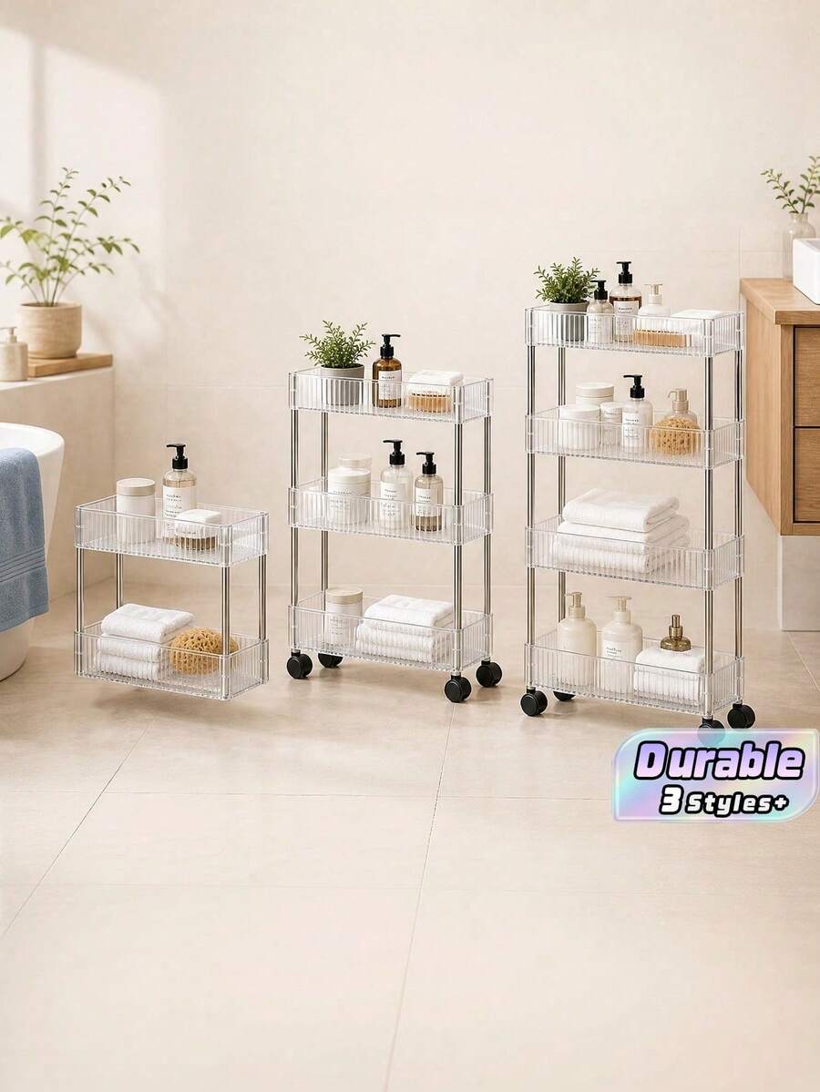 1pc Bathroom Shower Caddy, Freestanding Movable Vanity, Bathroom Rolling Cart, Gap Storage Rack For The Toilet. - Multicolor - View 1