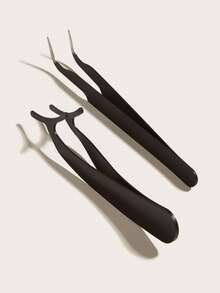 2pcs Grafting False Eyelashes Grafting Tweezers - Black - View 3