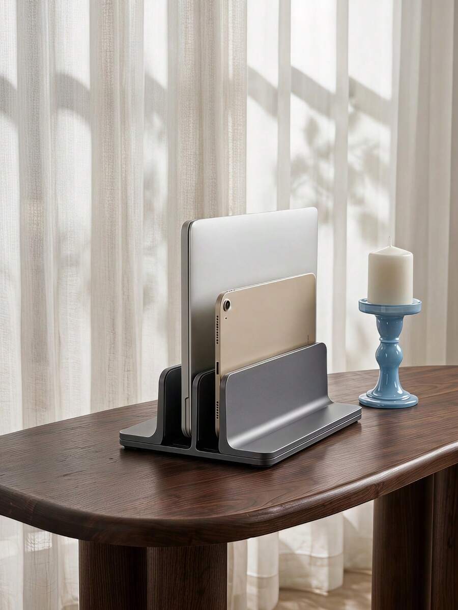 Cirelle 1Pc Laptop Storage Stand, Vertical Stand, Compatible With Macbook And Laptops Up To 17.5 Inches, Upright Storage Rack, Tablet Support Stand, Suitable For Back-To-School Season - Multicolor - View 1