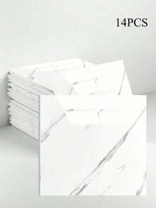 14pcs Glossy Ceramic Tile Stickers Waterproof Aluminum Composite Wallpaper Peel And Stick Marble Pattern Black White Gray For Bathroom Kitchen Backsplash Floor Rug Wall Decor Home Renovation Fall - multicolor - View 17