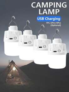 4‑Pack Multi‑Function Super‑Bright LED Bulbs, USB Rechargeable Tent Lights For Outdoor Camping, Emergency Use & Yard Decoration - Multicolor - View 2