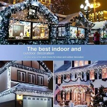 Teckwe Solar Ice Waterfall Light String, 228 Pcs LED Icicle String Light, Outdoor IP44 Halloween Light Strip, 8 Lighting Modes Christmas Lights, Perfect For Christmas, And Thanksgiving Decorations, Patio, Garden, Party, Wedding - Cool White-8 lighting modes - View 6