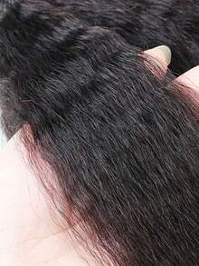 Human Hair Kinky Straight Closure 4X4 Free Part Lace Closure Yaki Kinky Straight Virgin Human Hair Frontal Closure Pre Plucked With Baby Hair - Natural Black - View 7