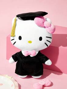 HELLO KITTY AND FRIENDS | SHEIN 1PC-Cute Kitty Graduation Gown Plush Doll, Graduation Season Doll, Graduation Plush Gift - Black - View 6