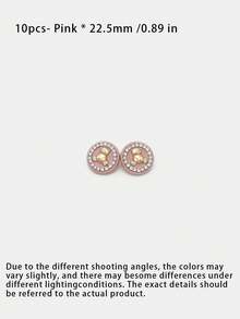 1 Pack 10 Pieces Pink Rhinestone Cartoon Bear Metal Buttons Decorative Fasteners For Cashmere Coat Windbreaker Sweater Outerwear Sewing Accessories - 10pcs - View 12