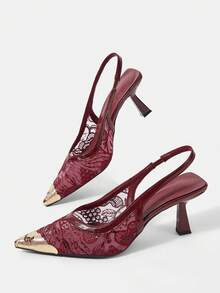 CUCCOO HITCHD Women's Shoes Fashion Classic Simple Buckle Commuter Office Wear Stiletto Heel High Heel Shoes Fall Shoes - Burgundy - View 6