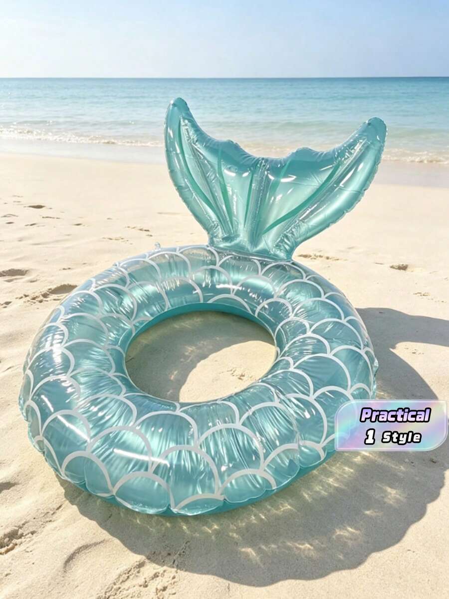 1 Buah Pelampung Renang Ekor Putri Duyung untuk Dewasa, Dapat Dipompa, Aksesori Renang dan Dekorasi Pesta Pantai Musim Panas - Baby Blue - View 1