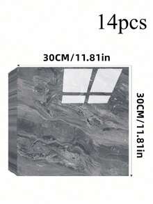 14pcs Glossy Ceramic Tile Stickers Waterproof Aluminum Composite Wallpaper Peel And Stick Marble Pattern Black White Gray For Bathroom Kitchen Backsplash Floor Rug Wall Decor Home Renovation Fall - multicolor - View 14
