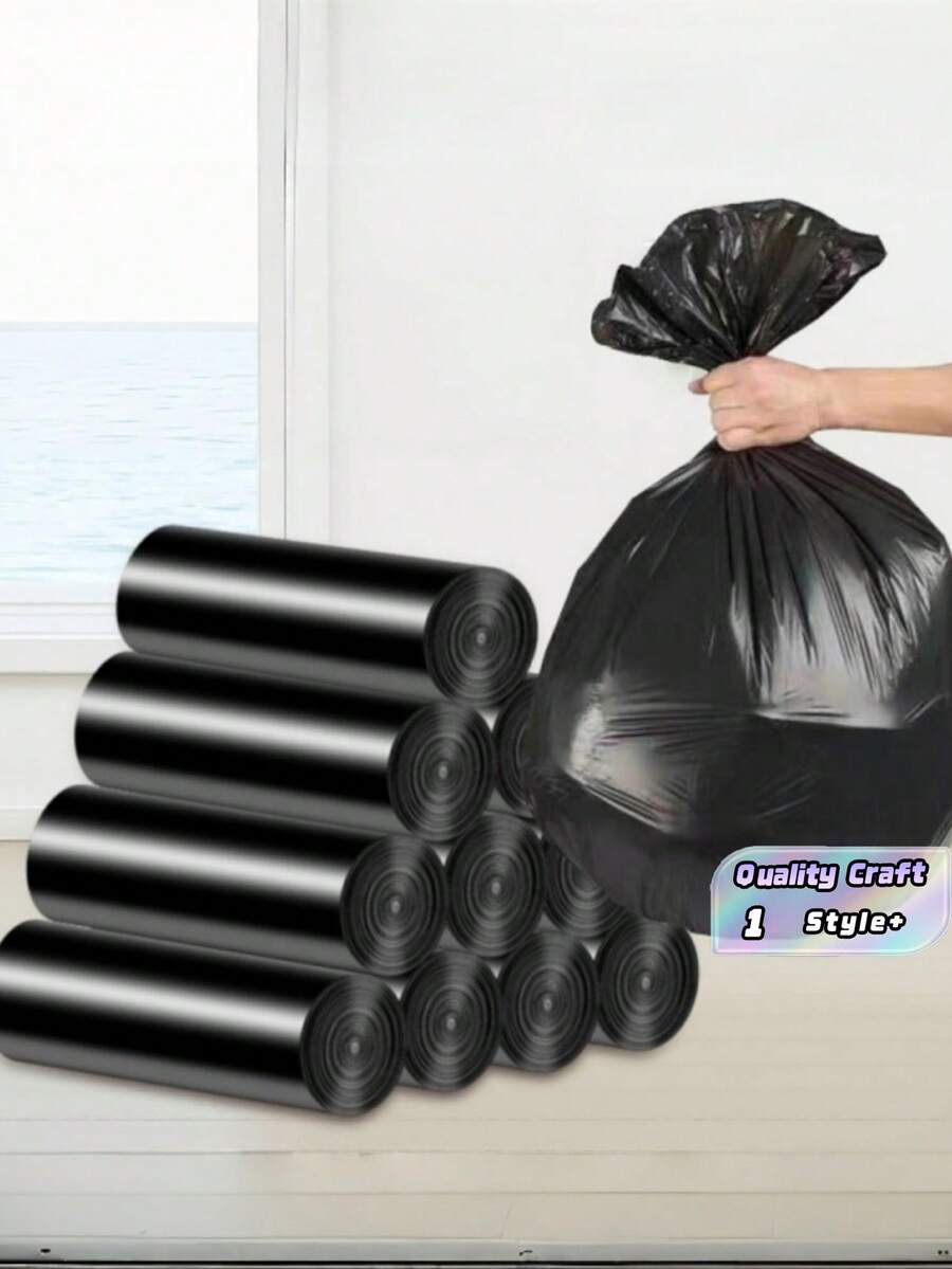 1 Paket Isi 50 Kantong Sampah Dapur 4 Galon, Kantong Sampah Hitam Tahan Lama untuk Kamar Mandi, Kamar Tidur, Rumah, Kantor, Pelapis Keranjang Sampah Kecil, Kuat dan Anti Bocor - Kantong sampah hitam - View 1