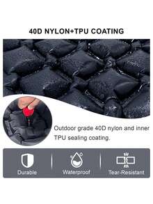 1pc Double Layer Inflatable Sleeping Pad – Built-In Air Pump, Ultralight Portable Waterproof Air Mattress For Camping, Outdoor Travel - Multicolor - View 8