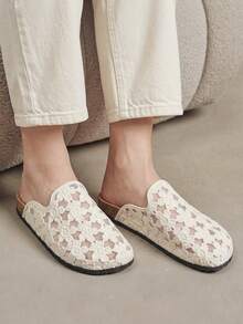 Solecia Women's Flat Bottom Round Toe Mesh Flower Embroidery Flower Slip-On Leisure Beach Vacation Shoes - Apricot - View 7