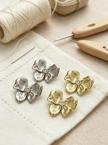 1 Pack 10 Pieces Three‑Dimensional Bow Shaped Metal Buttons Rhinestone Embedded Decorative Fasteners For Women Suits Coats Tops Dresses Hand Sewing Clothing Accessories - 10pcs - View 5