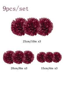 9Pcs/Set Green DIY Paper Flower Balls - Suitable For Birthday Party, Wedding, Bridal Shower, Home, Outdoor Hanging Decor - Multicolor - View 7
