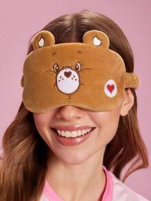 SHEIN X Care Bears 1Pc Cartoon Embroidered Blindfold, Soft Plush Material, Strong Shading Power, Suitable For Going Out For Travel, Office Lunch Break - Brown - View 2