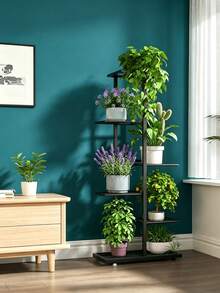 Rak Tanaman Logam Universal untuk Penggunaan Dalam dan Luar Ruangan, Rak Multi-Pot 6/7 Tingkat, Rak Tanaman Dalam Ruangan Berdiri di Lantai Satu Tingkat, Cocok untuk Halaman, Taman, Sudut, Balkon, Ruang Tamu, Hitam. - Hitam - View 2