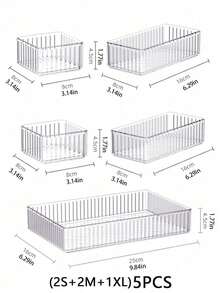 1/2/5/7/10/11PCS Multi-Functional Transparent Plastic Drawer Storage Box Set, Cosmetic Vanity Organizer For Bathroom, Multiple Sizes For Home Bedroom, Holiday Gift For Girlfriend - Clear - View 13