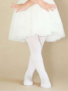 SHEIN 3 Pairs Baby Girls' Solid Color Velvet Leggings, Soft, Snag-Resistant, High Elasticity Tights - White - View 4