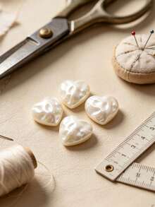 1 Pack 10 Pieces White Irregular Pearl Heart And Star Shaped Buttons Premium Decorative Fasteners For Sweater Cashmere Coat Outerwear Sewing Accessories - 10pcs - View 6