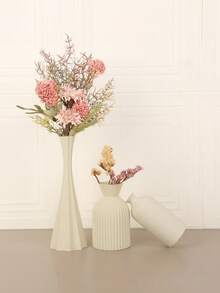 1PC Standard Size Nordic Style Vertical Ribbed 3 Pieces Art Vase Set With Pleated Textured Wrinkle Finish Minimalist Elegant Design For Fresh And Dried Flowers Display Tabletop Centerpiece For Living Room Desk Shelf Office Home Decor Essential - A - View 5