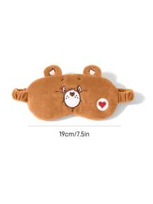 SHEIN X Care Bears 1Pc Cartoon Embroidered Blindfold, Soft Plush Material, Strong Shading Power, Suitable For Going Out For Travel, Office Lunch Break - Brown - View 3