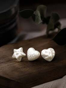 1 Pack 10 Pieces White Irregular Pearl Heart And Star Shaped Buttons Premium Decorative Fasteners For Sweater Cashmere Coat Outerwear Sewing Accessories - 10pcs - View 8