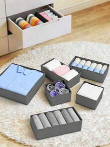 Light Gray Foldable Storage Box Fabric Closet Organizer Drawer Divider For Clothes Underwear Bras Socks Lingerie Dark Gray Space Saving Wardrobe Storage Home Decor Dorm Room Essential Household Gift - Light gray - View 6