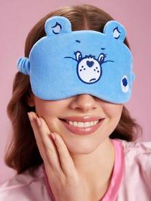 SHEIN X Care Bears 1件裝卡通刺繡眼罩，柔軟絨毛材質，遮光力強，適合外出旅行、辦公室午休使用 - 藍色 - 查看 5