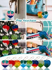 MINKOJA 12/24/36PCS Heart Shaped Rainbow Silicone Pop Bubble Keychain, Portable Mini Fidget Toy Pendant For Bag Backpack Decor, Kids Party Gift Accessory, Kids Birthday Party Favors, Interactive Small Toy Gift For Boys Girls(Random Color) - random color - View 5