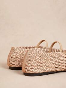 Rosivie Women's Woven Hollow Fashion Comfortable Flat Shoes - Champagne 2 - View 4