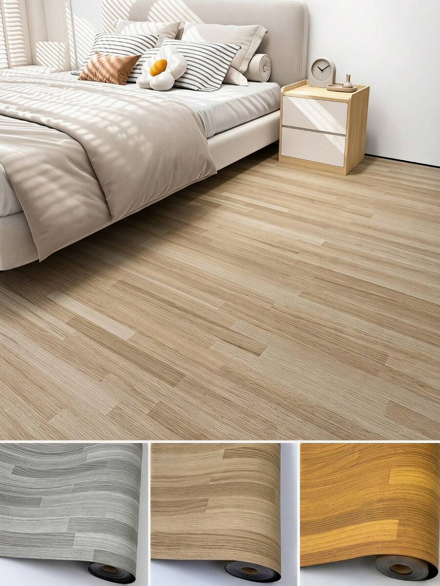 Haus Hana 1 Roll Vinyl Wood Grain Self-Adhesive Floor Sticker,3 Colors,40cm(15.7in),Free Installation Tools,Waterproof Anti-Slip Anti-Oil,Removable Cuttable,Renter Friendly For Bedroom Kitchen Bathroom RV Home Renovation - Fan pear wood - View 1