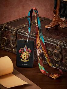 HARRY POTTER X SHEIN 1 قطعة حامل بطاقات بنمط شخصية كرتونية مع حبل، لبطاقات الحافلة وبطاقات الهوية وبطاقات العمل وغيرها، مناسب للمدرسة - مستطيل - مشاهدة 1