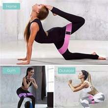 3 PiecesResistance Band Set, Non-Slip Elastic Exercise Bands For Legs, Body Stretching, Workout, Yoga, Made Of Fabric, Multiple Colors (Pink, Purple, Green), Multi-Level Tension, Squat Booty Resistance Loop Bands For Fitness, Yoga - Multicolor - View 5