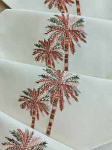 Cirelle 1/2/4 Pcs Embroidered Palm Tree Cloth Napkins, Polyester-Linen Dinner Napkins, Washable Reusable Table Napkins For Dining, Party & Wedding - Multicolor - View 15