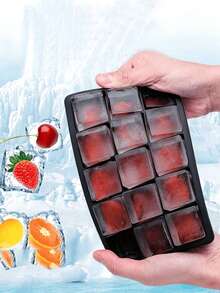 1Pc 15‑Cell Food‑Grade Silicone Square Ice Cube Tray, Easy‑Release Non‑Stick Ice Mold For Clear Even Ice Cubes, For Drinks, Cocktails & Coffee, Multi‑Grid Freezer Kitchen Gadget, Ideal For Home, Bar,Back‑To‑School Season Daily Beverage Cooling Use - Black - View 10