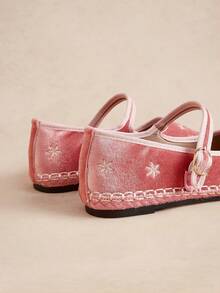 Rosivie French Round Toe Pink Retro Flat Bottom Daily Commuting Comfortable Shoes Fall Shoes - Flying weaving pink - View 6