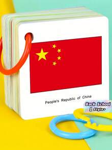 World Countries Flags Identification Flash Cards Set Educational Resource Home School Classroom Decor Back To School Gift Portable - Multicolor - View 1