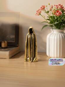 Vintage Brass Faceless Ghost Figurine Ornament Mysterious Cloaked Desktop Decor Statue For Home Shelf Display - multicolor - View 1