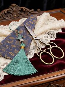 3Pcs/Set Luxury Vintage Scissors Set With Tassels, Stainless Steel Blade For Embroidery/Sewing/Christmas Crafts, Office & Student Scissors With Leather Sleeves, Tarnish-Resistant - Section A - View 6