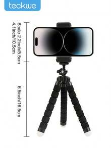 Teckwe Flexible Phone Tripod, Bendable Tripod, Mini Handheld Camera Tripod, Portable Travel Tripod For Live Video Recording - Black - View 1