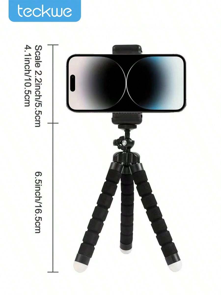 Teckwe Flexible Phone Tripod, Bendable Tripod, Mini Handheld Camera Tripod, Portable Travel Tripod For Live Video Recording - Black - View 1