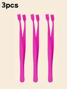 1/3 Pcs Professional Eyelash Extension Tweezers, Suitable For Beginners With Flat Head Design, Stainless Steel Material, Easier To Use Than Traditional Tweezers, Flat Head Design For Better Grip And Natural Fit, Suitable For Eyelash Extension - Pink - View 10
