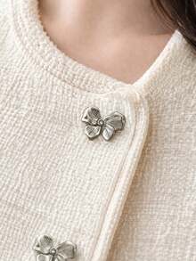 1 Pack 10 Pieces Three‑Dimensional Bow Shaped Metal Buttons Rhinestone Embedded Decorative Fasteners For Women Suits Coats Tops Dresses Hand Sewing Clothing Accessories - 10pcs - View 2