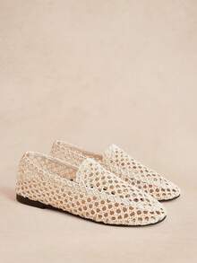 Rosivie Woven Mesh Mary Jane Round Toe Flat Shoes - Apricot 4 - View 3